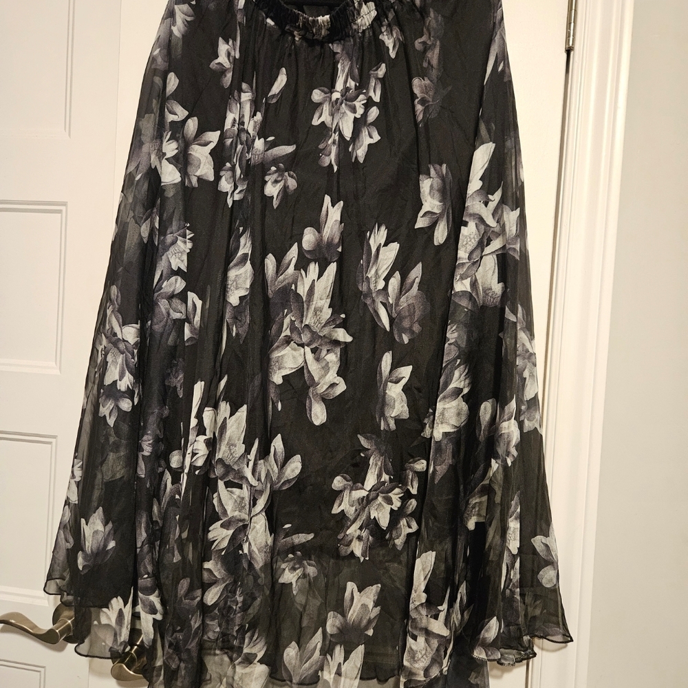 Floral Black and Gray Skirt